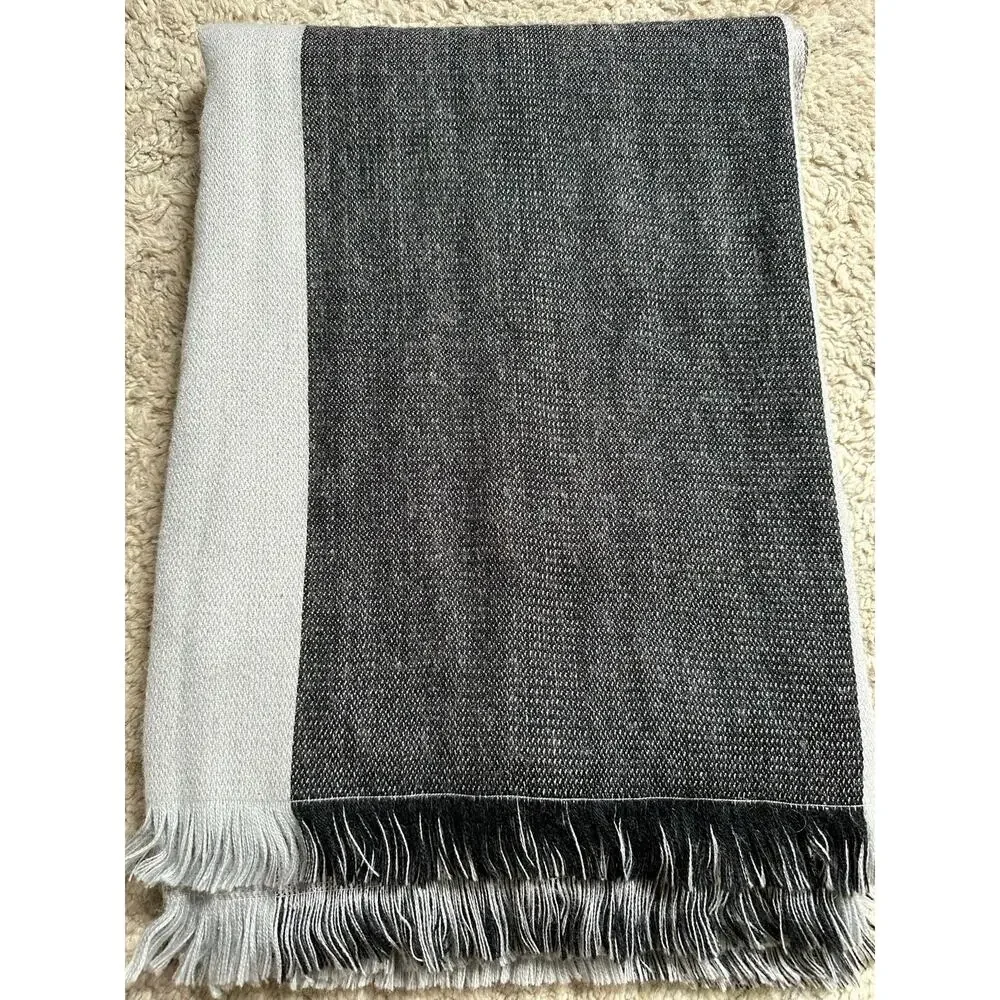 Shupaca alpaca blend throw blanket gray fringed 50x72”